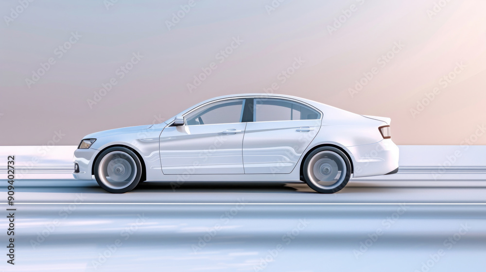 Contemporary sedan car in a dynamic 3D illustration, ready for a banner ad with ample copy-space Contemporary sedan car in a dynamic 3D illustration, ready for a banner ad with ample copy-space