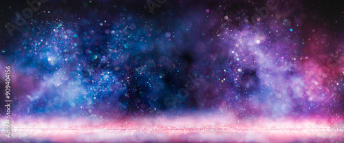 Sparkling lights glittering in ethereal blues purples and pinks. Magical gala...