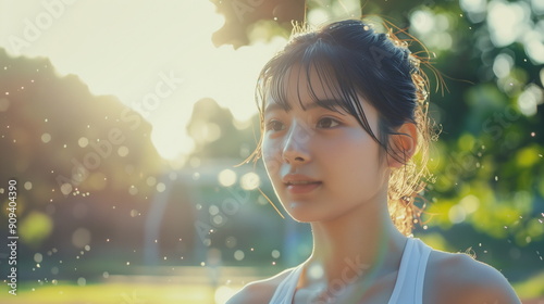 ランニングをしている若い女性