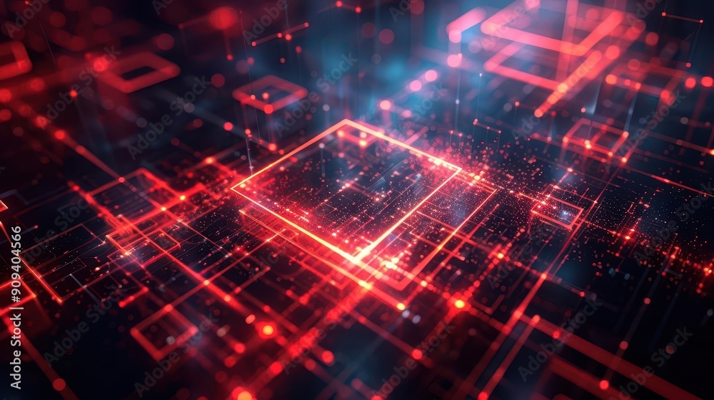 futuristic abstract composition with pulsating neon red geometric shapes dynamic energy flow and cyberpunk aesthetics against a dark background futuristic abstract composition with pulsating neon red geometric shapes dynamic energy flow and cyberpunk aesthetics against a dark background