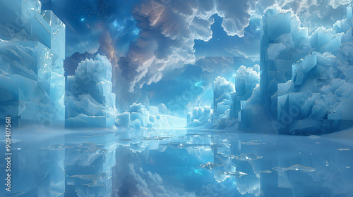 Wallpaper Mural Celestial Ice Kingdom Under Starry Skies.. Torontodigital.ca