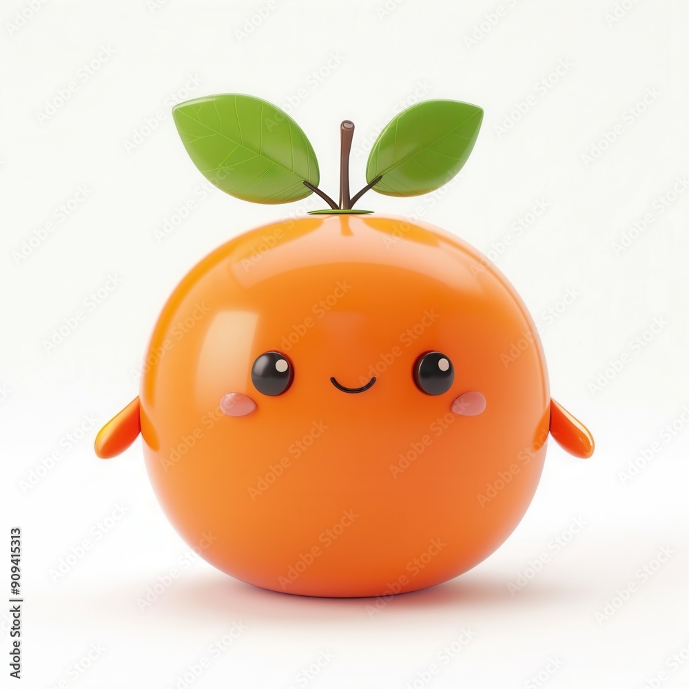 Cute 3D cartoon character of orange fruit Cute 3D cartoon character of orange fruit