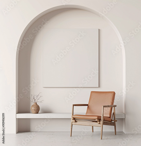 White frame mockup for home art, minimalistic style,