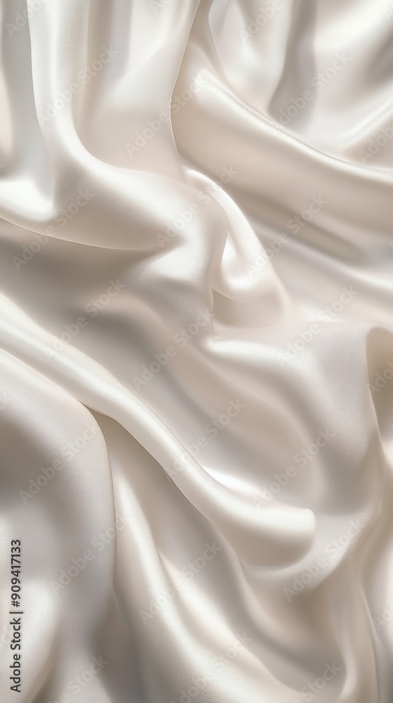 White silk fabric with elegant drapery, soft and smooth texture. Luxury textile or fashion concept White silk fabric with elegant drapery, soft and smooth texture. Luxury textile or fashion concept