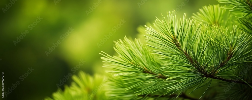 Close-up of pine needles with green blurred background, nature detail concept Close-up of pine needles with green blurred background, nature detail concept