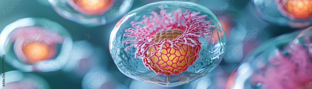 Production of gametes in plant cells, detailed view of meiosis ...