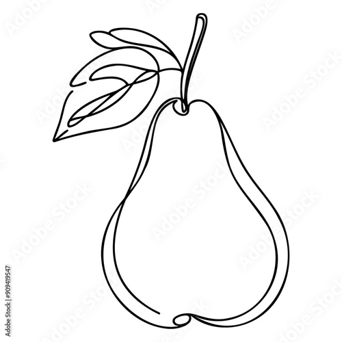 One line pear design. Hand drawn minimalism style vector illustration isolated on white background