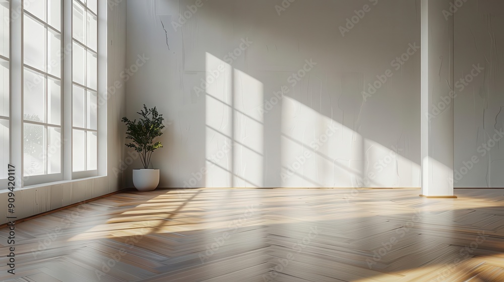 minimalist room flooded with natural light empty space with clean lines wooden floor reflecting sunlight soft shadows create geometric patterns serene atmosphere for contemplation or presentation minimalist room flooded with natural light empty space with clean lines wooden floor reflecting sunlight soft shadows create geometric patterns serene atmosphere for contemplation or presentation
