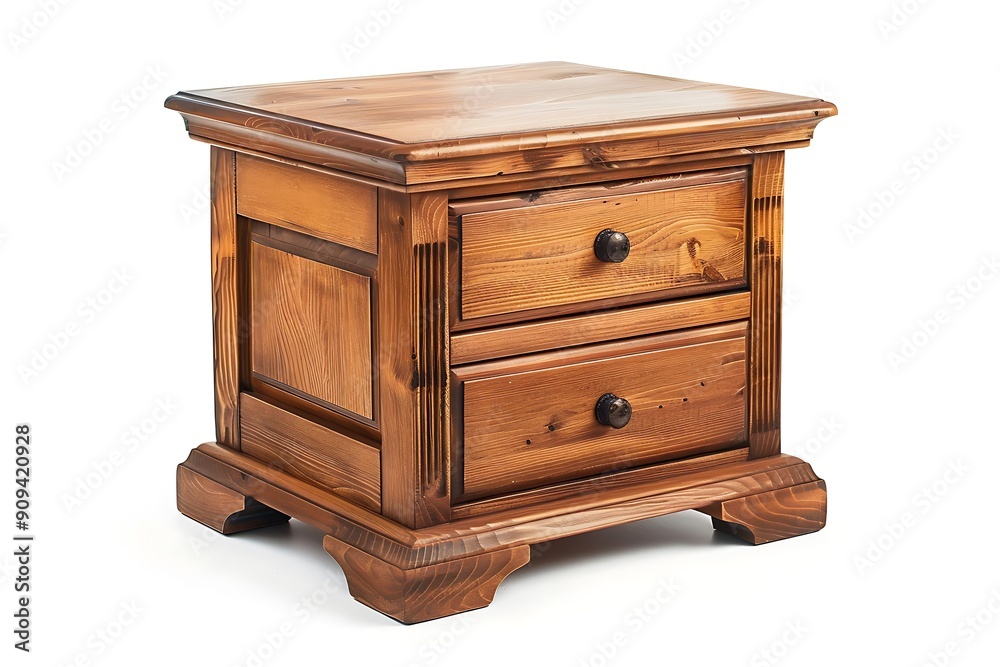 Brown bedside table isolated on white background