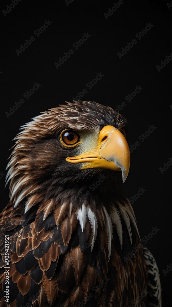 eagle on plain black background with copy space backdrop portrait eagle on plain black background with copy space backdrop portrait