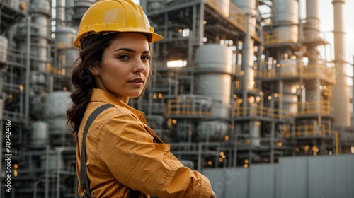 Wallpaper Mural Confident engineer woman in a hardhat at an industrial site  Torontodigital.ca