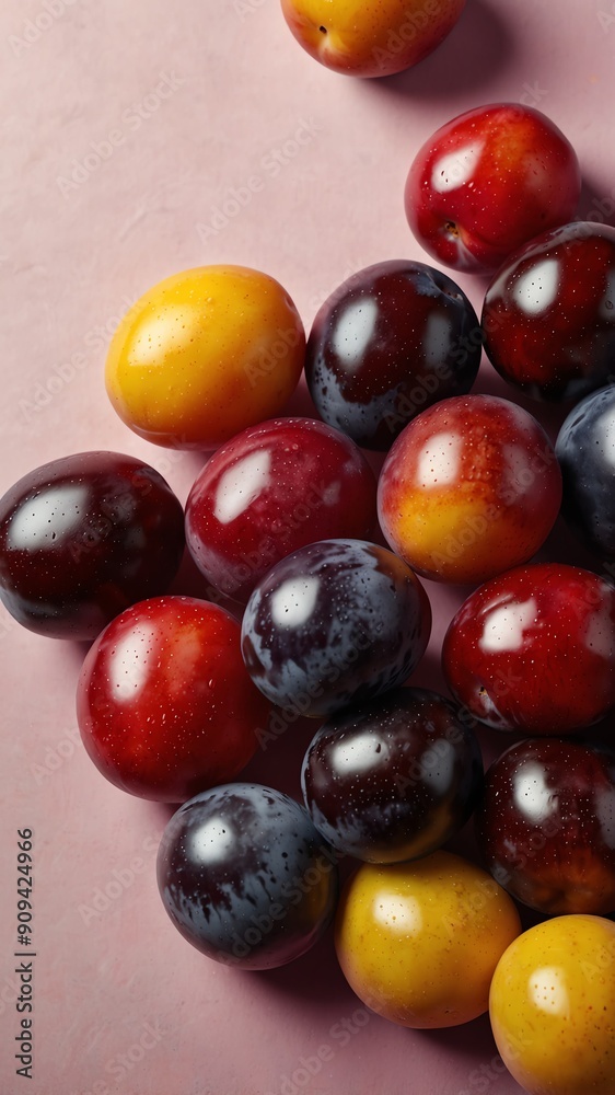 plums on plain colorful pastel background abstract ad concept copy space plums on plain colorful pastel background abstract ad concept copy space