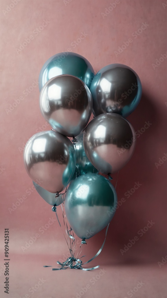 silver balloons on plain colorful pastel background abstract ad concept copy space silver balloons on plain colorful pastel background abstract ad concept copy space