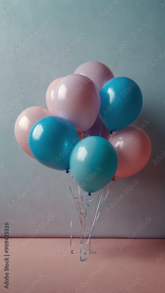 blue balloons on plain colorful pastel background abstract ad concept copy space blue balloons on plain colorful pastel background abstract ad concept copy space