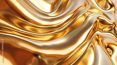 3D abstract golden background with smooth, flowing shapes and a reflective, luxurious surface with this inviting photo.