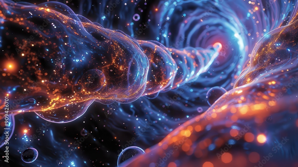 Generate a captivating scene of hydrogen and helium shaping the universe, top view, displaying cosmic formation, robotic tone, Splitcomplementary color scheme, copy space for text, Generate a captivating scene of hydrogen and helium shaping the universe, top view, displaying cosmic formation, robotic tone, Splitcomplementary color scheme, copy space for text,