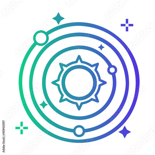 solar system Line Gradient Icon