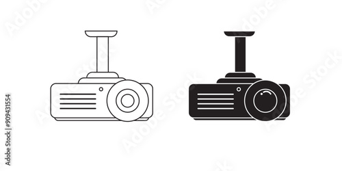 projector icon with white background vector stock illustration