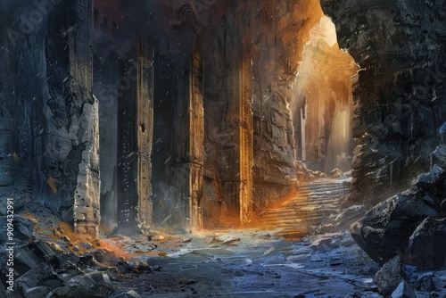 Ancient Dwarven Citadel's Crumbling Grandeur