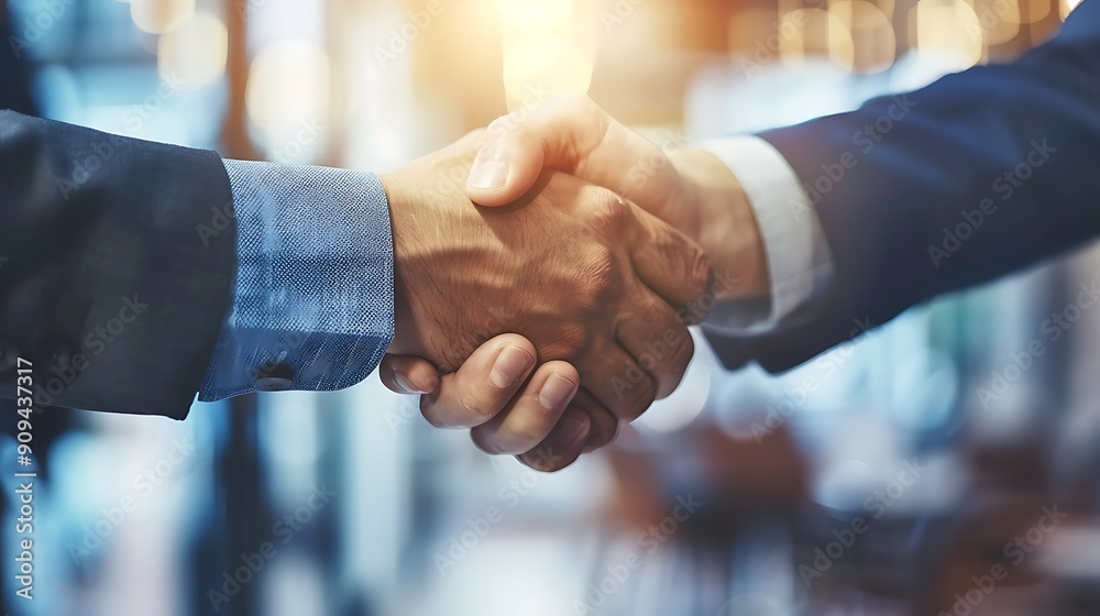 Businessmen making handshake with partner Businessmen making handshake with partner