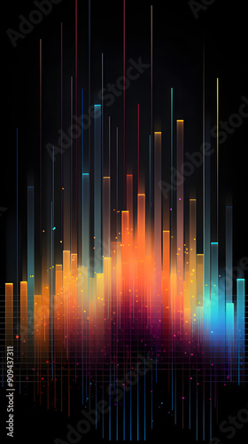 Digital color music equalize glowing light abstract graphic poster background photo