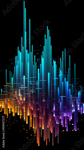 Digital color music equalize glowing light abstract graphic poster background photo