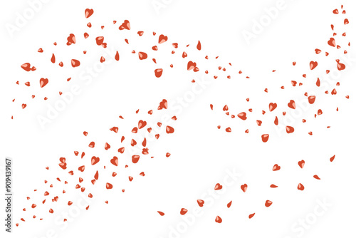 Floating red rose petals set. Falling simple doodle floral petal collection. Concept for love greetings. Valentines day or mother’s day romantic design. Isolated vector illustration