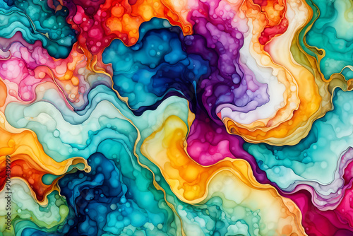 Colorful alcohol ink abstract background Ai Generated