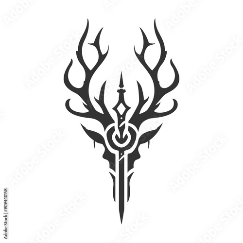 Druid Illustration Clip Art Design Shape Logo. Symbol of Class Silhouette Icon Vector.