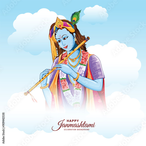 Happy janmashtami festival card background
