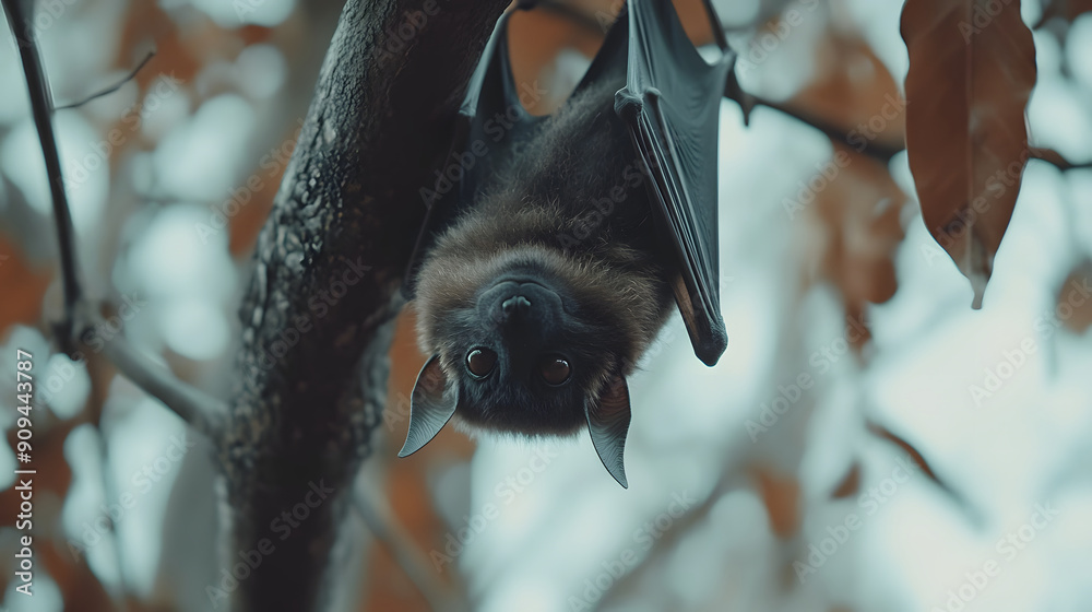 Obraz premium vampire bat hanging in a tree