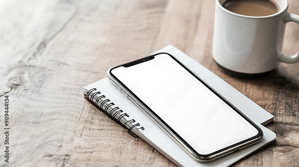 Smartphone with a white screen on the desk Smartphone with a white screen on the desk