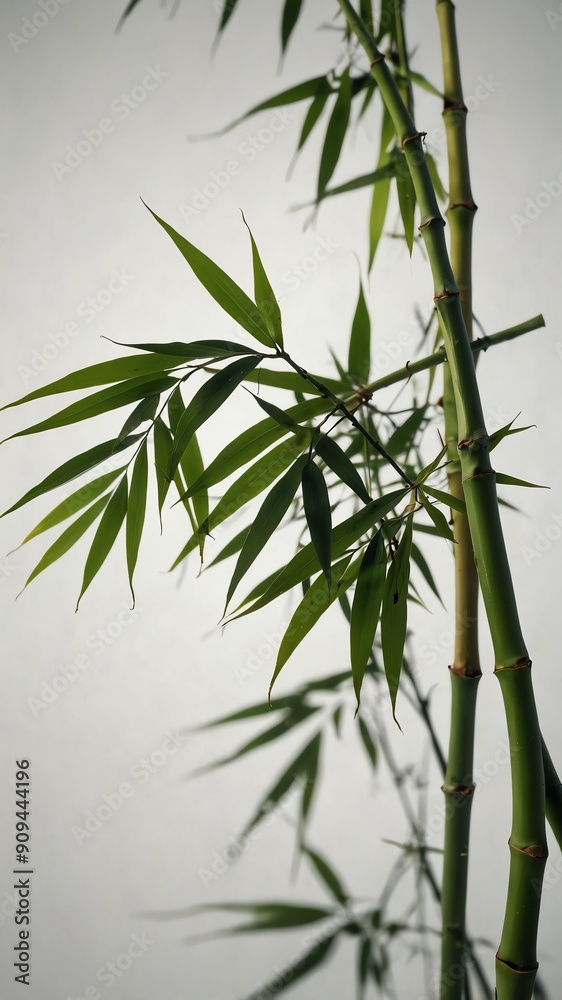 bamboo leaves on plain white background abstract ad concept copy space bamboo leaves on plain white background abstract ad concept copy space