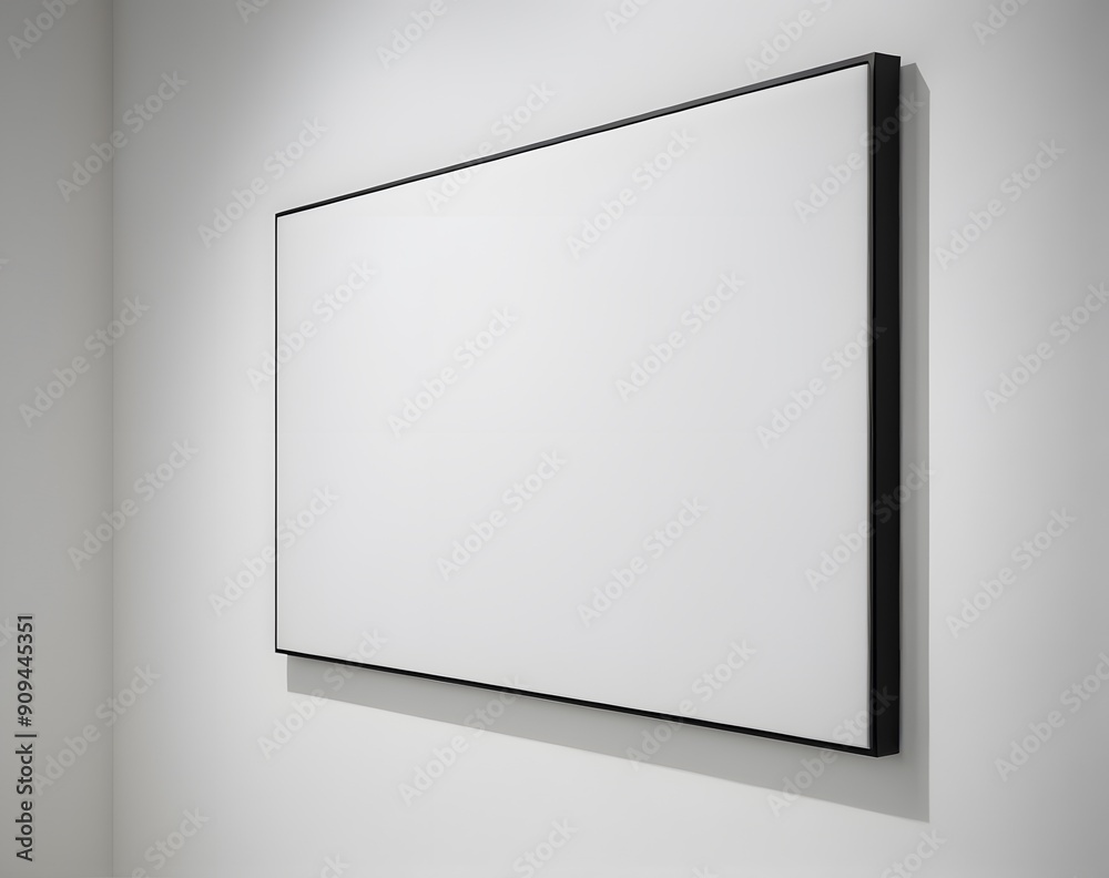 Horizontal vertical frame hanging on a white wall mockup Horizontal vertical frame hanging on a white wall mockup