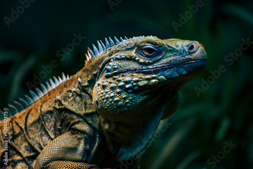 Photography iguana on a tree