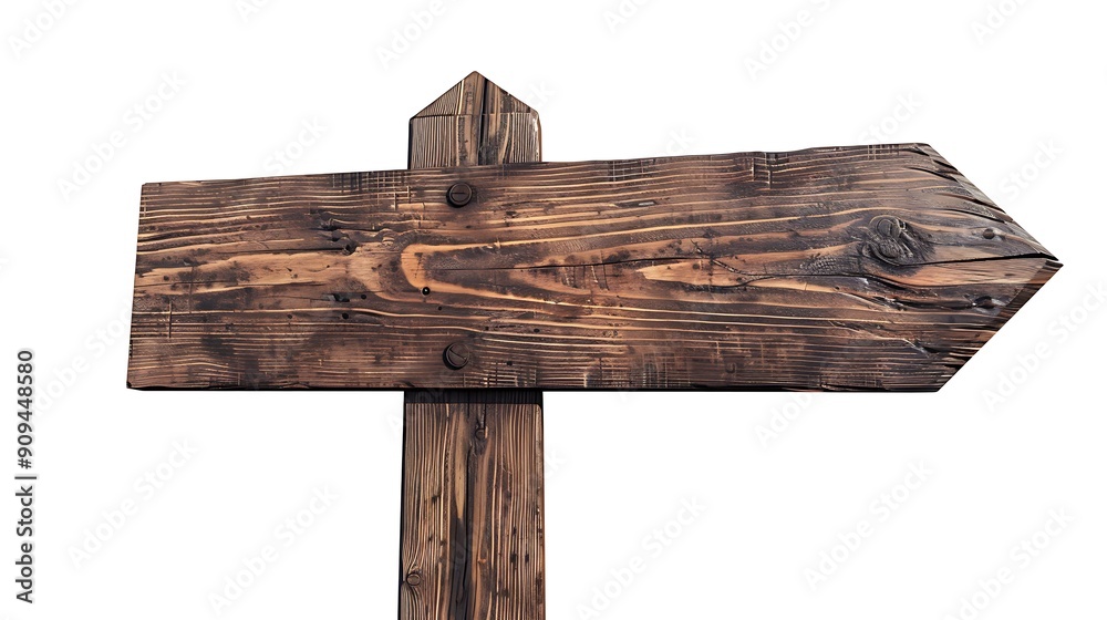 Fototapeta premium Wooden sign isolated on a white background. Wooden signpost.