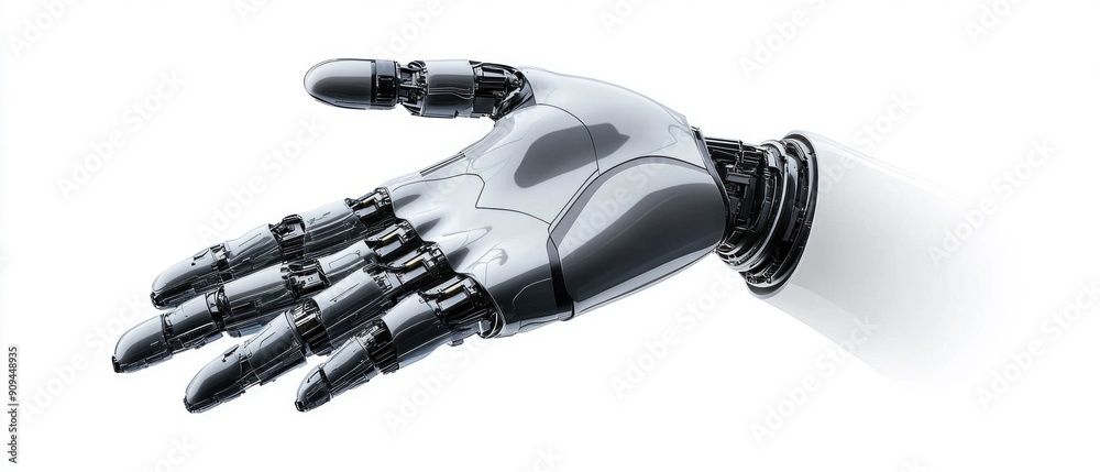 Futuristic Robotic Hand on White Background. Generative ai Futuristic Robotic Hand on White Background. Generative ai