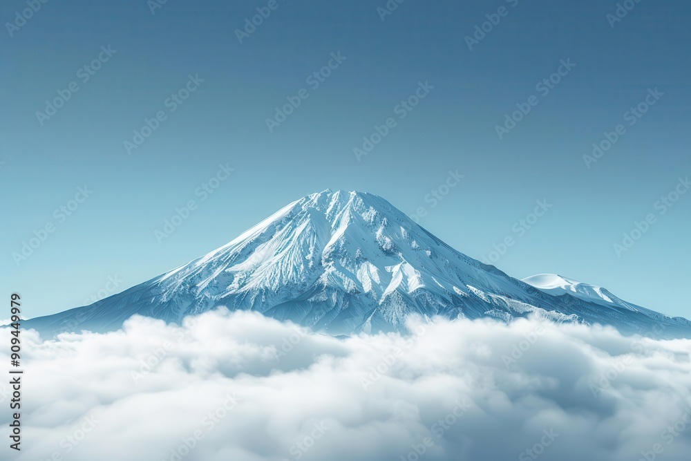 majestic snowcapped mountain peak rising above clouds against a clear sky crisp details and dramatic lighting emphasize the grandeur and isolation of the alpine landscape majestic snowcapped mountain peak rising above clouds against a clear sky crisp details and dramatic lighting emphasize the grandeur and isolation of the alpine landscape
