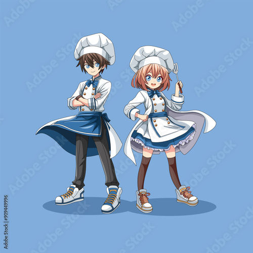 Chibi Style Male and Female Chef