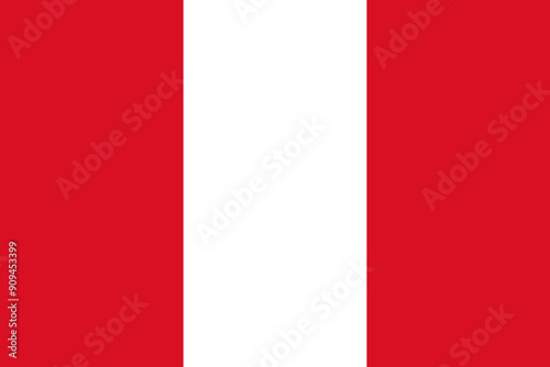 The official national flag of Peru. Flag of the Republic of Peru. Correct proportions and colors. Vector illustration