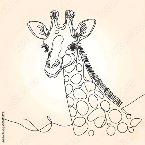 giraffe one line art illustration photo