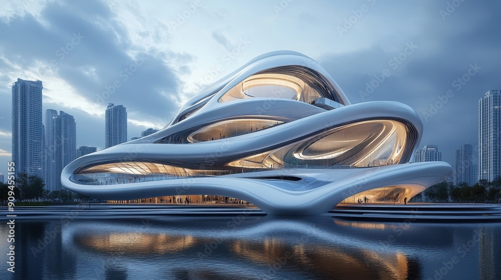 Fototapeta premium Shaping a Sleek Modern and Realistic Future with Innovative