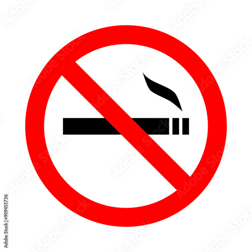 no smoking zone, in red circle pictogram, round vector icon
