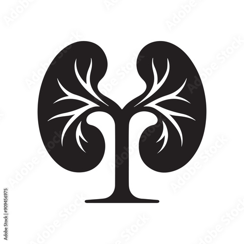 Kidney vector Logo, Kidney silhouette logo style icon,  creative logo design concept of kidney