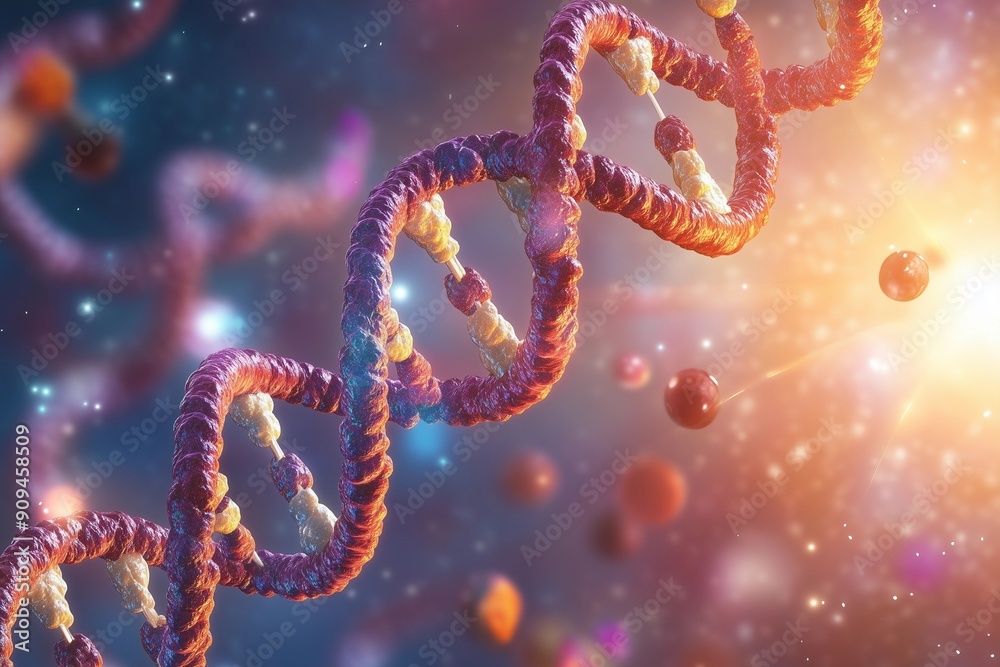 Detailed Depiction of DNA Replication: Enzymes and Double Helix Structure Detailed Depiction of DNA Replication: Enzymes and Double Helix Structure