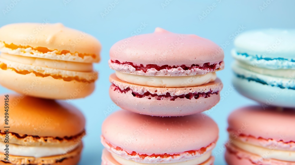 Gradient pastel macarons, closeup, isolated, colorful and appealing Gradient pastel macarons, closeup, isolated, colorful and appealing