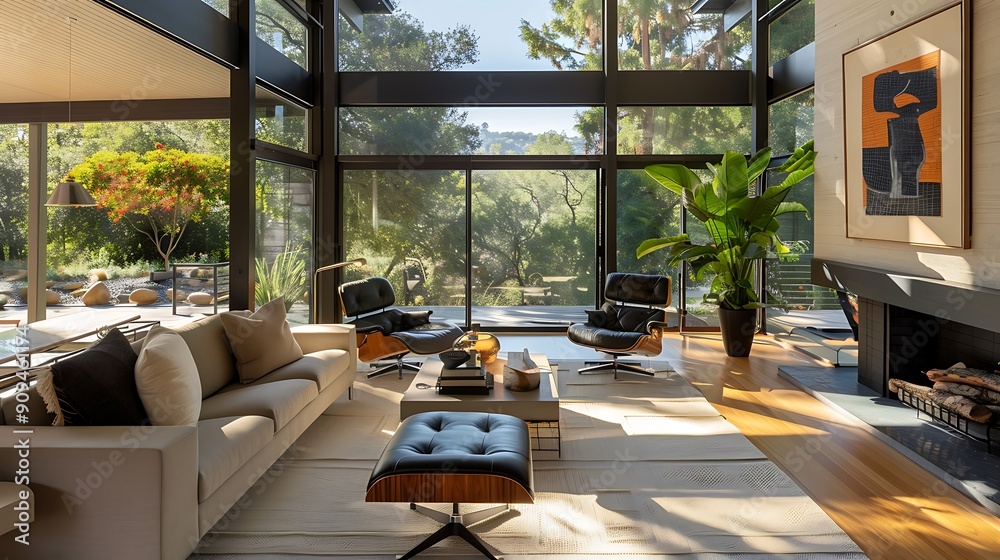 Fototapeta premium Living room with fireplace