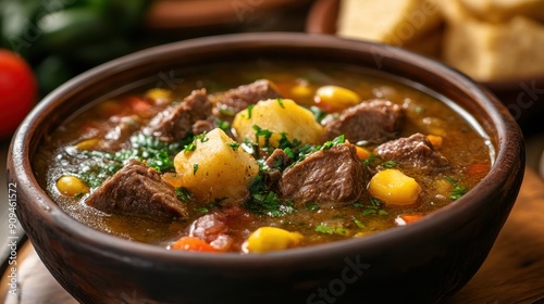 Traditional Venezuelan Sancocho Soup with Beef