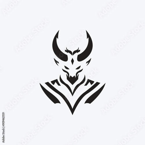 minimalist, simple and elegant demon logo