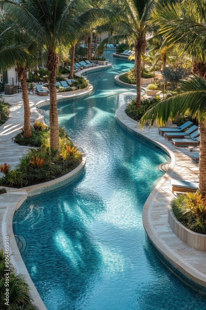 Fototapeta premium Holiday and Tourism Concept : Resort with Modern Architecture, Luxurious Pool